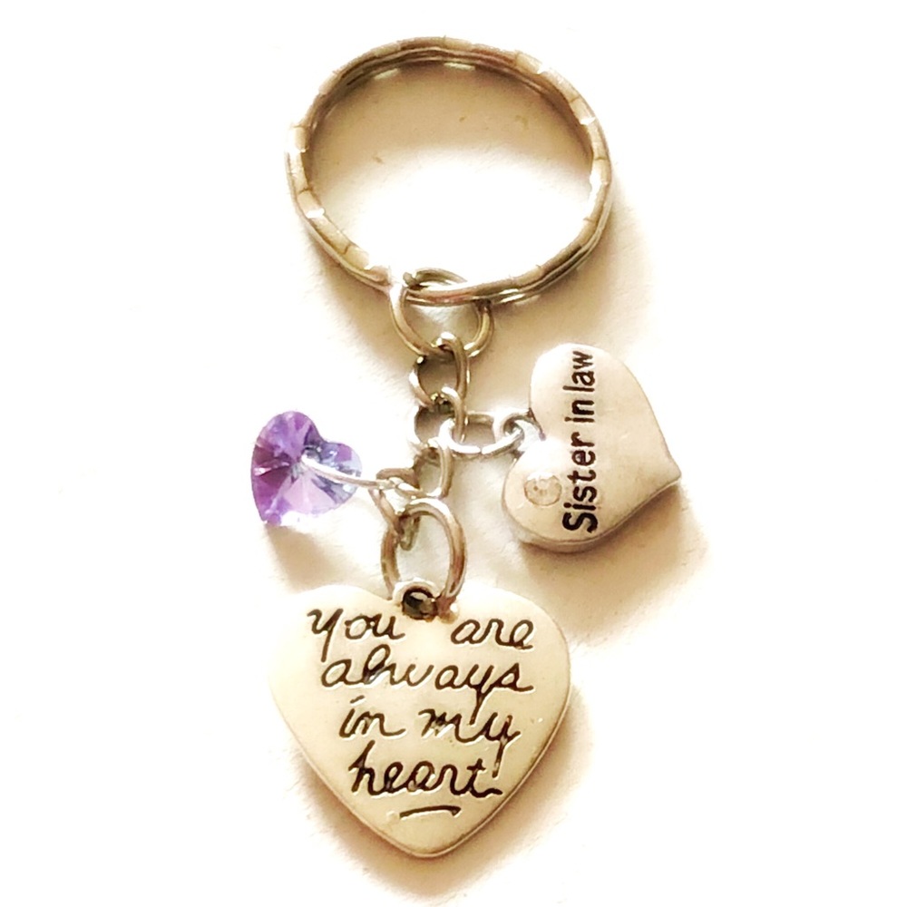 Personalized 🌷 Sister in Law Silver Keychain Gift